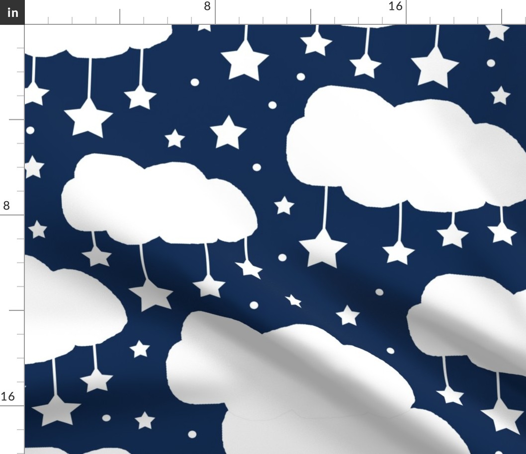 Navy Blue Clouds Stars