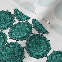 mandala fleurs vert anglais sur fond blanc