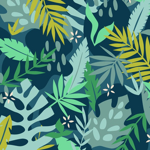 Tropical Leaves - Blue