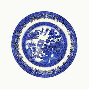 6 inch blue willow plate embroidery
