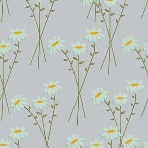 Boho hippie DAISY flowers on gray / daisies floral on grey