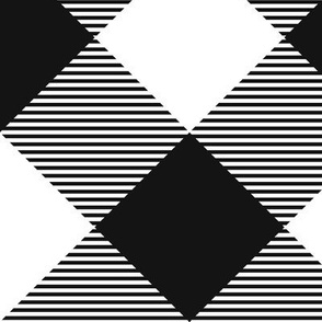 Tartan, Large black and white diagonal with horizontal stripes