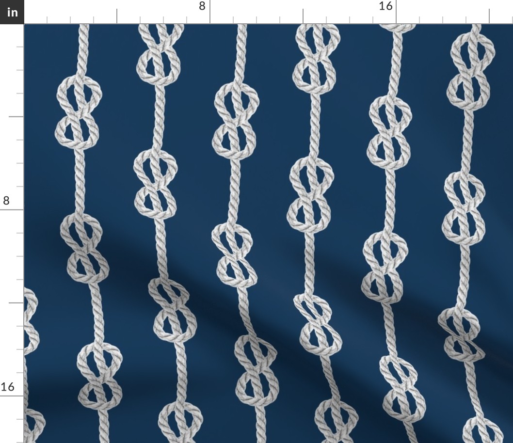 Vertical rope knots white navy blue