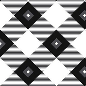 Tartan, Middle diagonal with horizontal stripes, black and white squares
