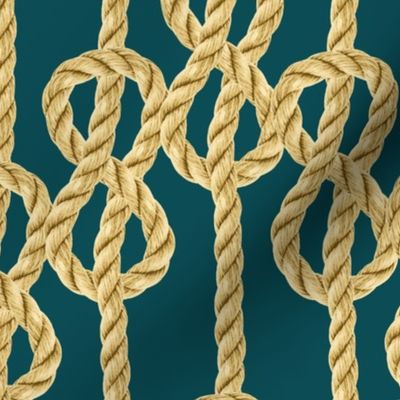 Rope lace gold emerald green vertical knots