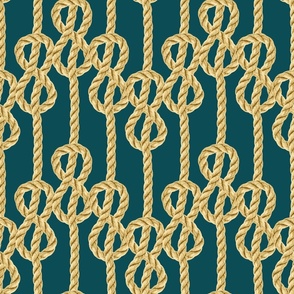Rope lace gold emerald green vertical knots
