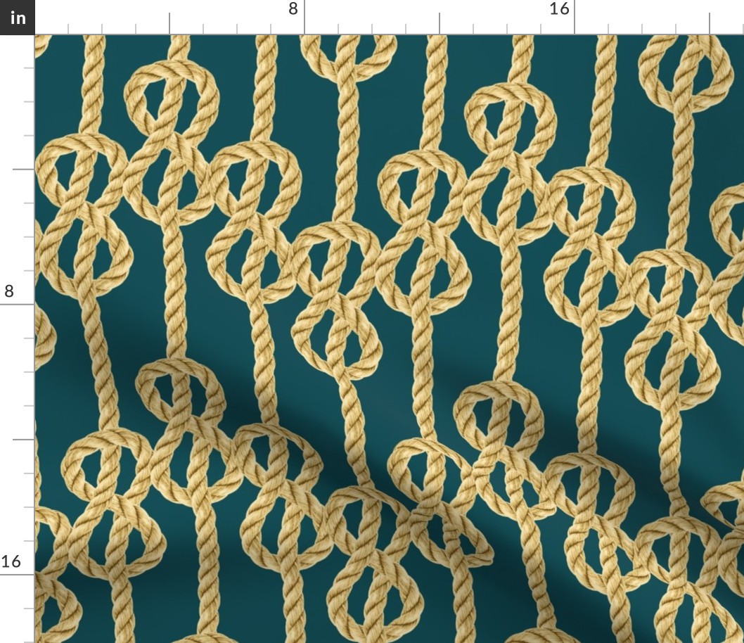 Rope lace gold emerald green vertical knots