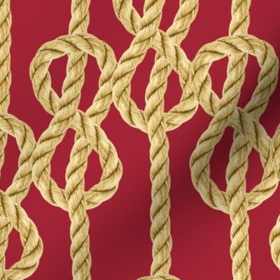 Rope lace gold true red vertical selfknots
