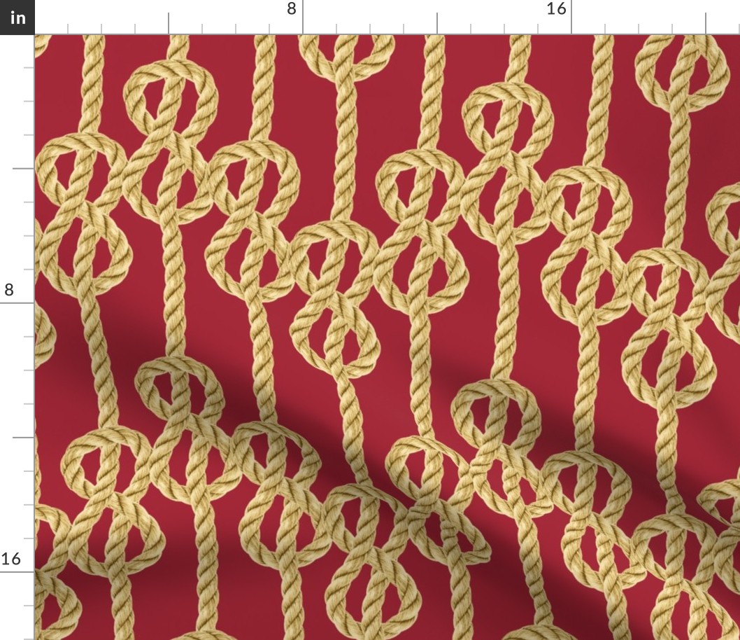 Rope lace gold true red vertical selfknots