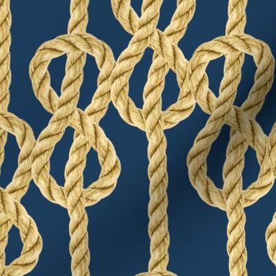 Rope lace gold cobalt navy blue vertical knots