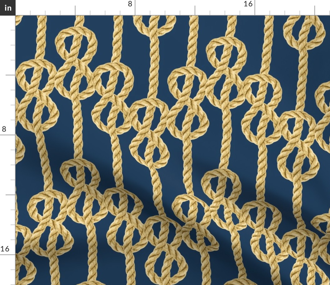 Rope lace gold cobalt navy blue vertical knots