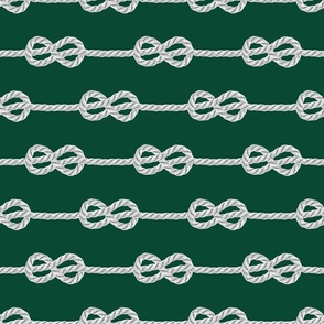 Nautical green white horizontal rope knots