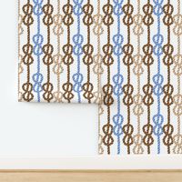 Rope lace vertical knots brown blue cream