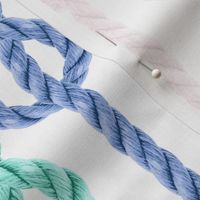 Rope lace pastel colorful mix blue mint pink vertical knots