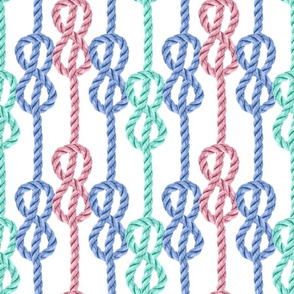 Rope lace pastel colorful mix blue mint pink vertical knots