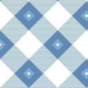 Tartan, Middle diagonal with horizontal stripes, blue and dark blue squares