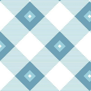 Tartan, Middle diagonal with horizontal stripes, blue and light blue squares