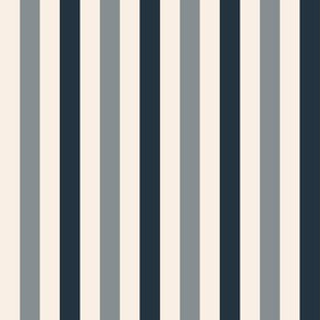AWK 7 - TricolorVintage Stripes in Grey - Charcoal - Ecru