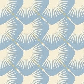 Art Deco Swans - Heavenly Blue - 45 Degree Rotation