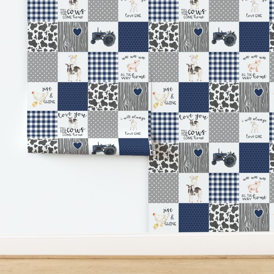 3 inch Farm//Love you till the cows come home//I will always love ewe - wholecloth cheater quilt