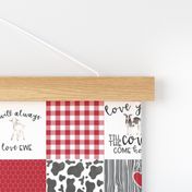 3 inch Farm//Love you till the cows come home//I will always love ewe//Red - wholecloth cheater quilt