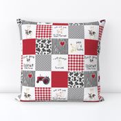 3 inch Farm//Love you till the cows come home//I will always love ewe//Red - wholecloth cheater quilt