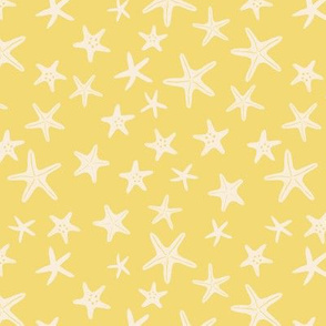 starfish - Seahorse - Bright  yellow - Ditsy 