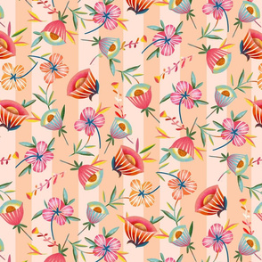 peach striped bellflowers // small scale
