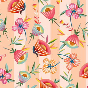 peach striped bellflowers // large scale