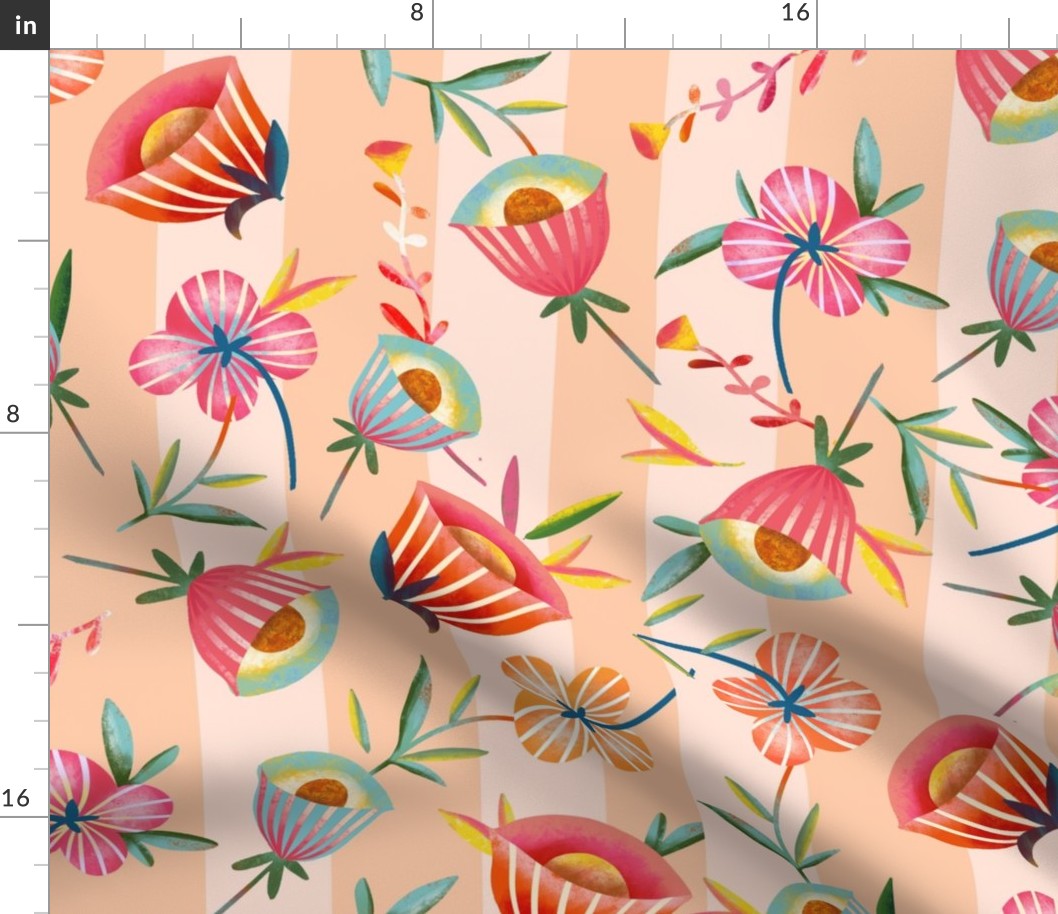 peach striped bellflowers // large scale