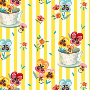 yellow striped pansies teatime // small scale