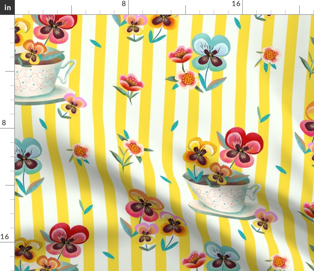yellow striped pansies teatime // small scale