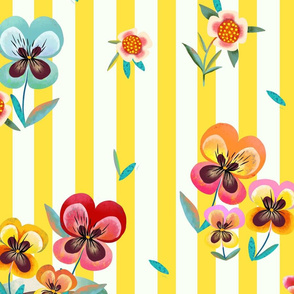yellow striped pansies teatime // large scale