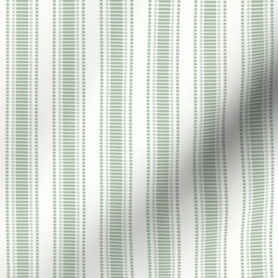 Grosgrain Stripe: Gray Green & White 3/4" Stripe