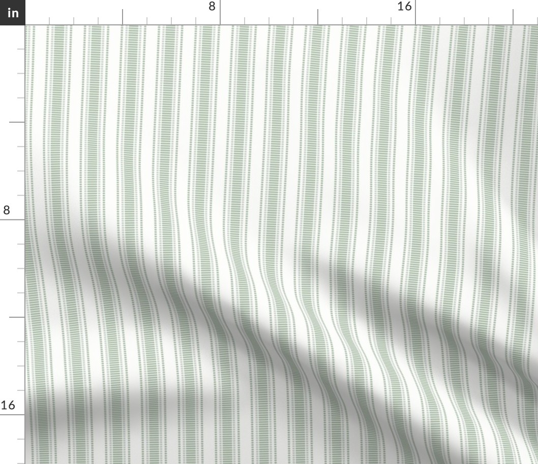 Grosgrain Stripe: Gray Green & White 3/4" Stripe