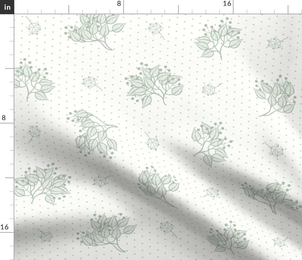 Bancroft: Gray Green  & White Floral, Wild Berries