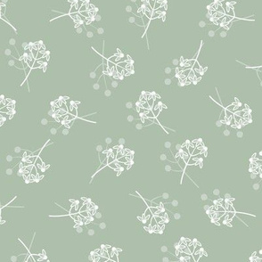 Berry Blossom Toss: Gray Green & White Floral Toss