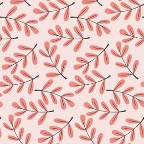 Stems || Pink Stems on Light Pink || Tropical Sunset Collection  by Sarah Price Medium Scale Perfect for bags, clothing and quilts
