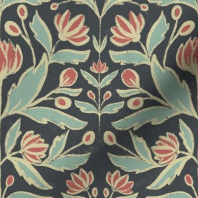 Textured Vintage Art Nouveau Floral  - small scale