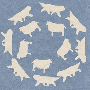 Beardie Silhouette Circle Blue Paper tex