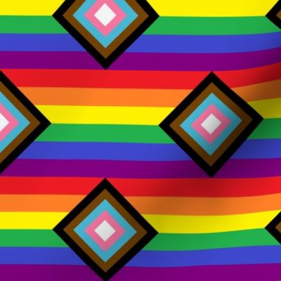 Rainbow Pride Progress Flag Diamonds - 1/2 inch stripes
