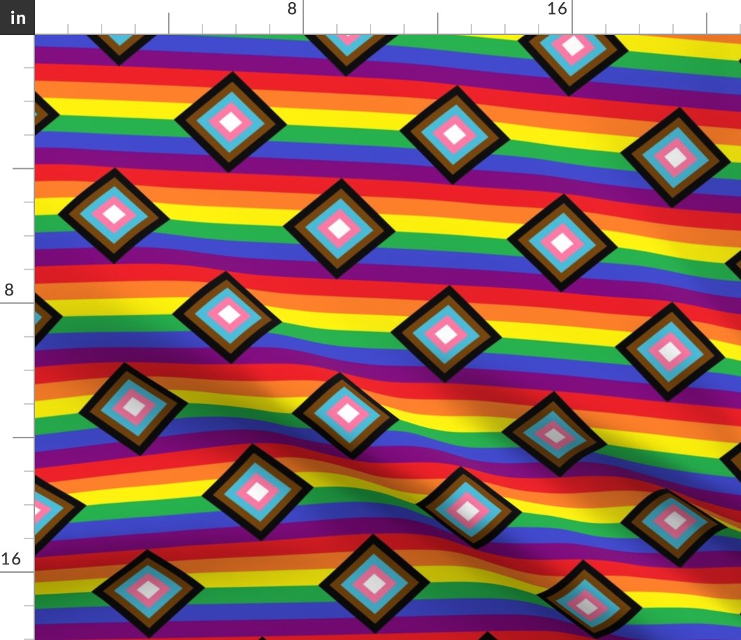 Rainbow Pride Progress Flag Diamonds - 1/2 inch stripes