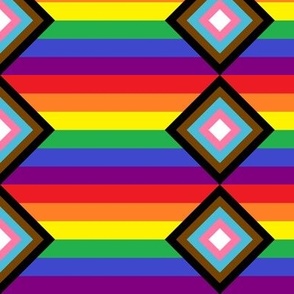 Rainbow Pride Progress Flag Sawtooth - 1/2 inch stripes