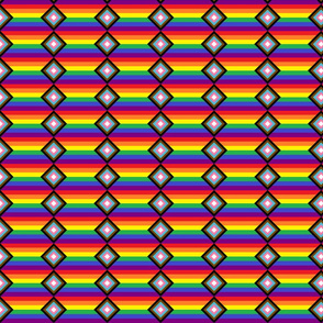 Rainbow Pride Progress Flag Sawtooth - 1/4 inch stripes