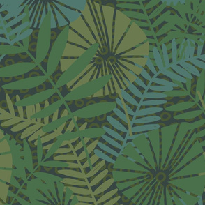 Large Tropical Leaves Jungle in Green