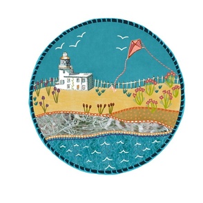 Lighthouse by the beach for Fat quarter embroidery.