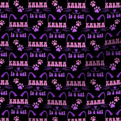 Smaller   Karma is a Cat Pink Purple Black  