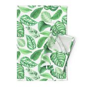 Large Tropical Jungle Green Leaves Hibiscus Monstera Bird of Paradise Evergreens