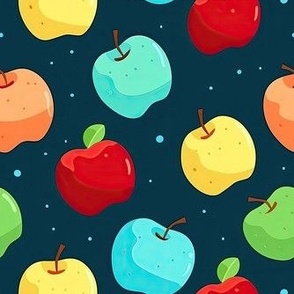 Smaller Colorful Apples on Navy