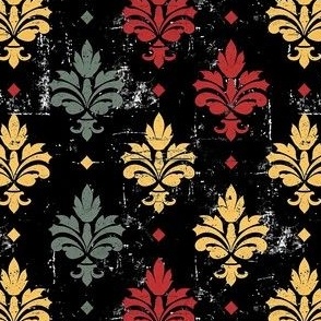 Smaller Juneteenth Black History Month Red Green Yellow Grunge Damask